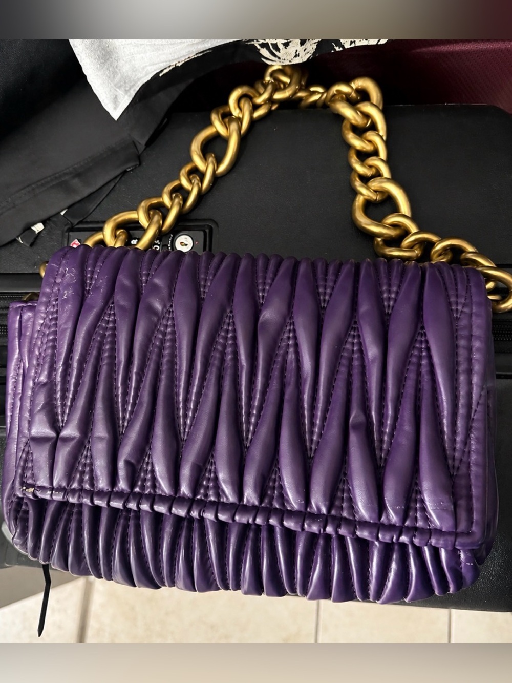 Purple Quilted Chain Shoulder Bag - Fashion Women Bag